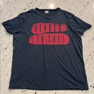 Hollister Dark Blue Tee with Red Graphic